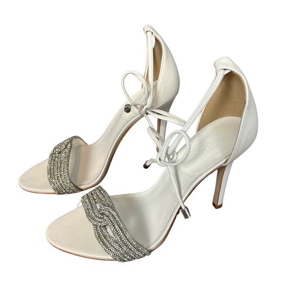 Schutz Rhinestone Ankle Wrap Sandal SIZE 8.5 Stiletto Andy Heel Leather $158 NEW - Picture 9 of 16